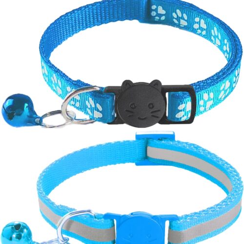 Breakaway Cat Collars with Bells, Reflective, Claw Print, Adjustable