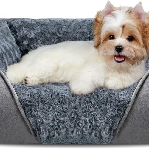 Pet bed with raised bolsters