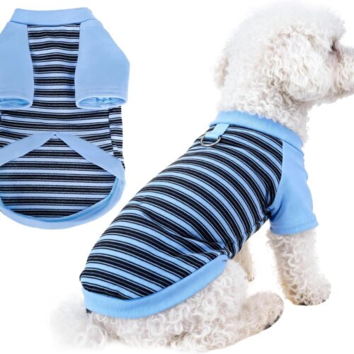 Striped Stretchy Dog T-Shirt with Buckle