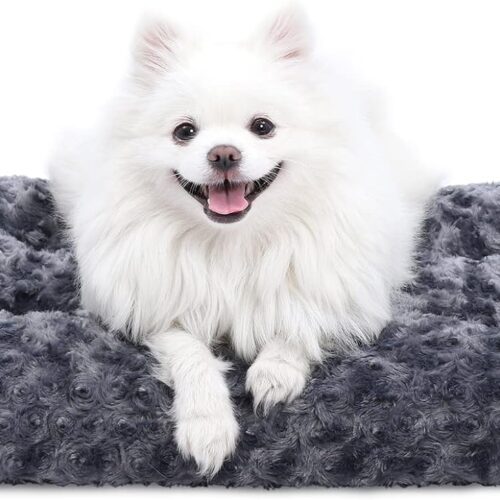 Dark grey thickened plush pet bed