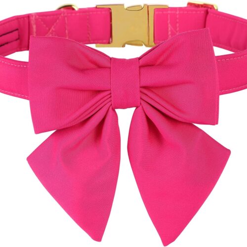 Dog Collar with Rose Red Bow Tie, Breakaway