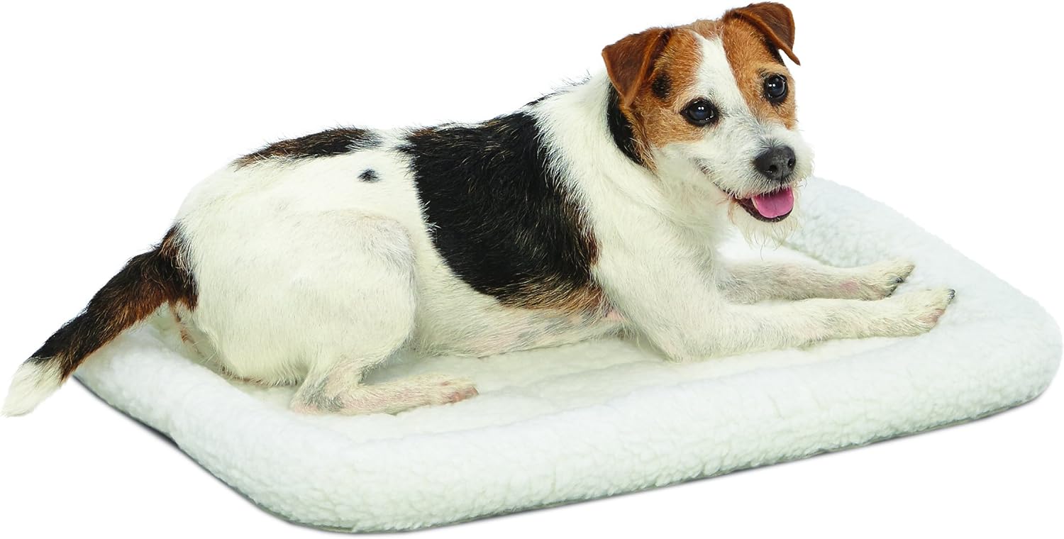 White fleece dog mat